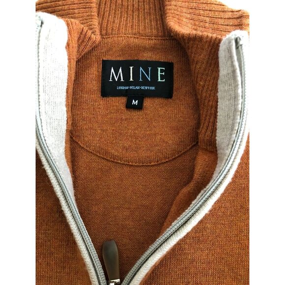 MINE London-Milan-New York Men's Half Zip Sweater 100% Italian Merino Wool - Picture 4 of 5